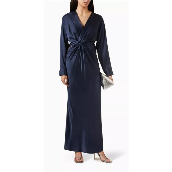 NWT Triquetra Twist Silk Maxi Dress Size 8 - Picture 1 of 12